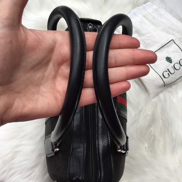 Vintage Gucci Boston Bag Web Black w/ Dust Bag - Picture 9 of 16
